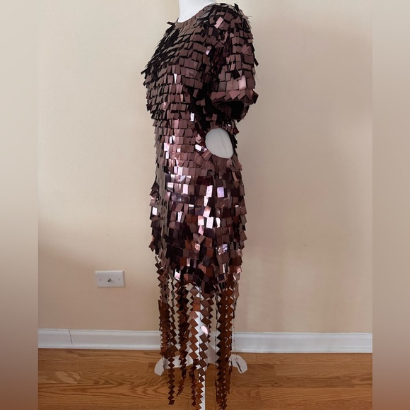 Jonathan Simkhai The Jillian Sequin Midi Dress in Chocolate Brown - Picture 6 of 13
